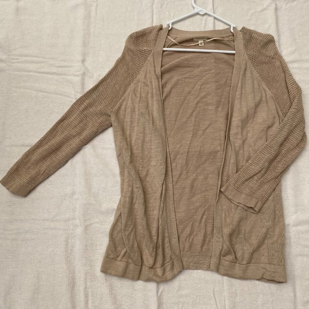Nude Sonoma Open Cardigan with Crochet Sleeves